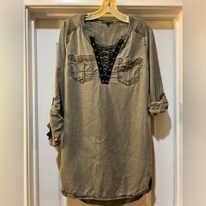 Express shirt dress in olive green. Size small